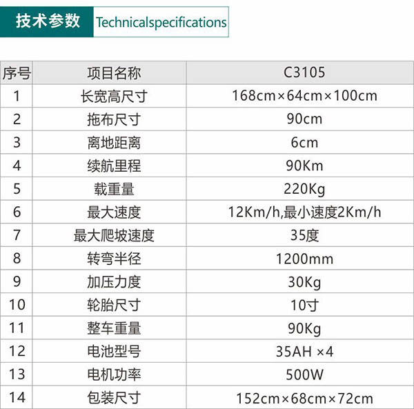 电动双湖尘推车C3105